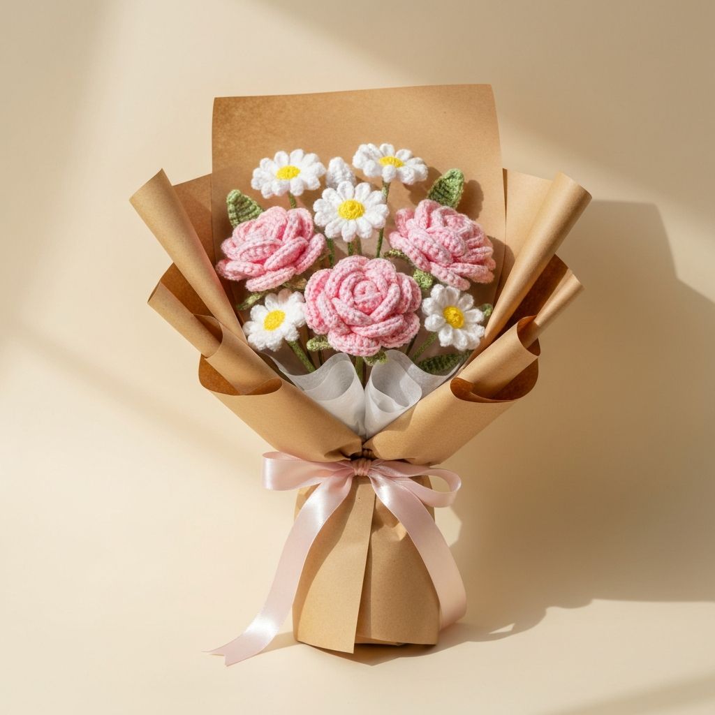 Sunshine Meadow – Pink Rose & Daisy Bouquet